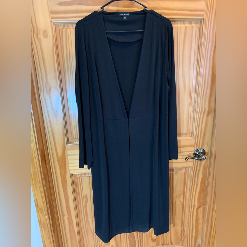 Lane Bryant Black V-Neck dress coat